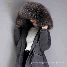 Special custom women winter down coat long with real fur hood new arrival wholesale from China